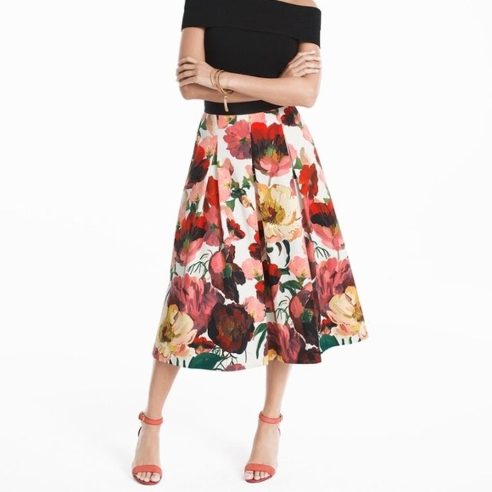 Midi Floral Skirt with Pockets